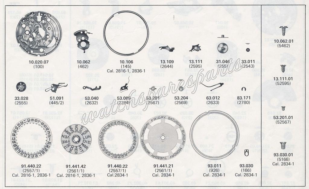 ETA 2836.1 Watch Day Date spare parts ETA 2836.1 Watch Day Date spare parts
