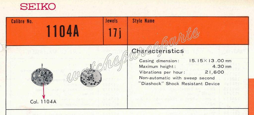 Seiko 1104A Watch movements Seiko 1104A Watch movements