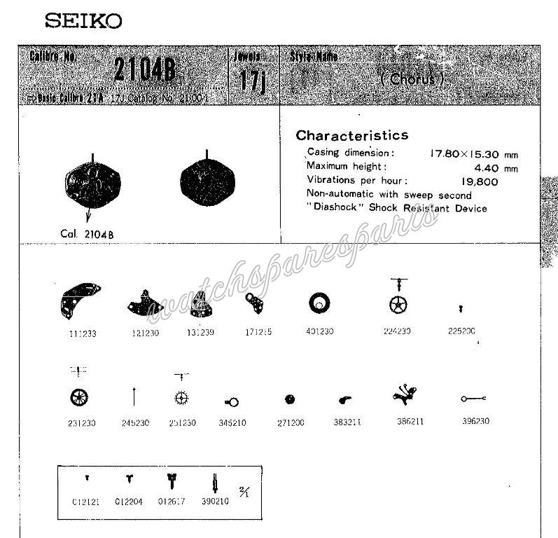 Seiko 2104B Watch movements Seiko 2104B Watch movements