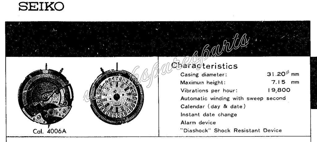 Seiko 4006A Watch movements Seiko 4006A Watch movements