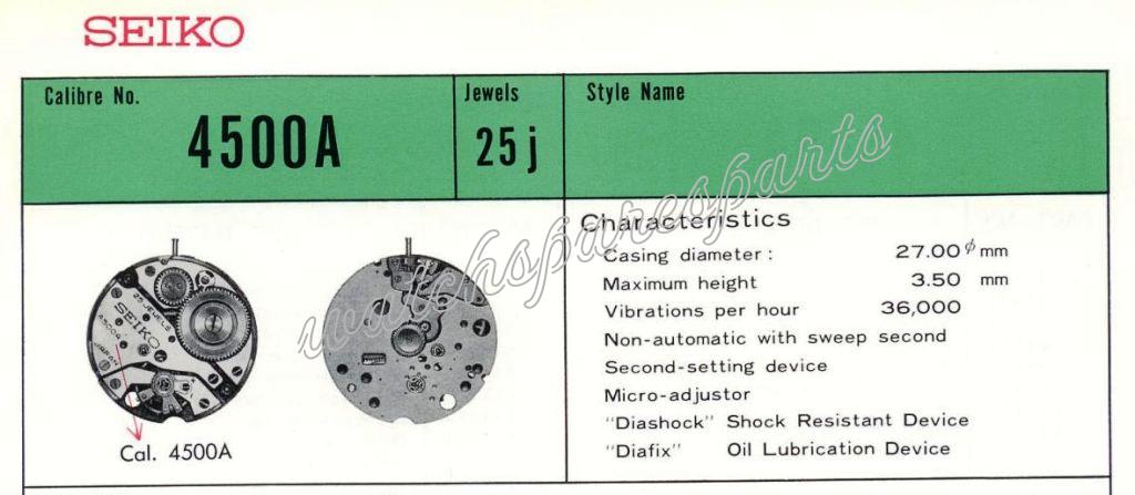 Seiko 4500A Watch movements Seiko 4500A Watch movements