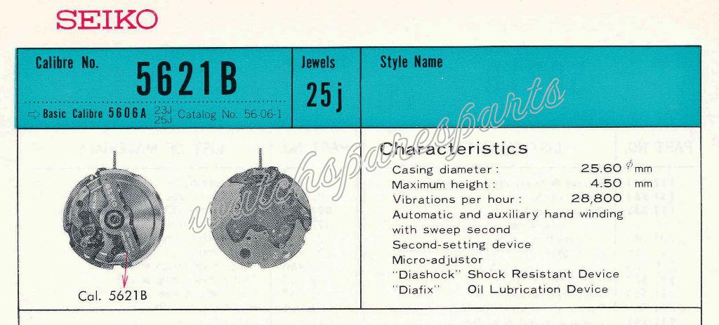 Seiko 5621B Watch movements Seiko 5621B Watch movements