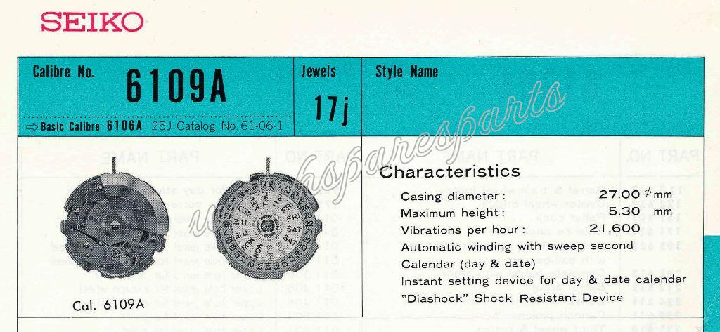 Seiko 6109A Watch movements Seiko 6109A Watch movements