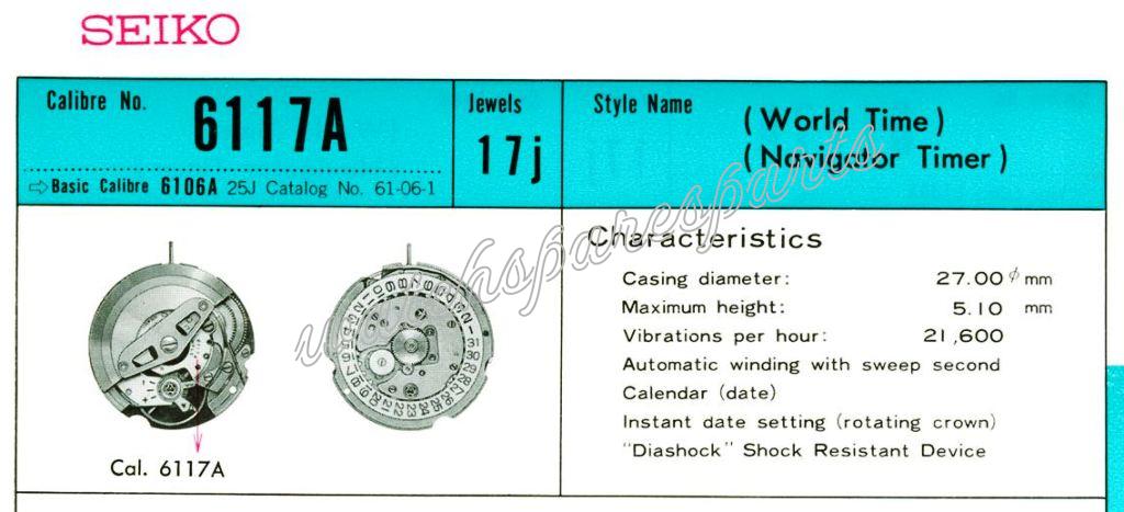 Seiko 6117A Watch movements Seiko 6117A Watch movements