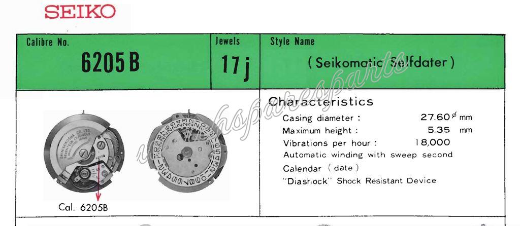 Seiko 6205B Watch movements Seiko 6205B Watch movements