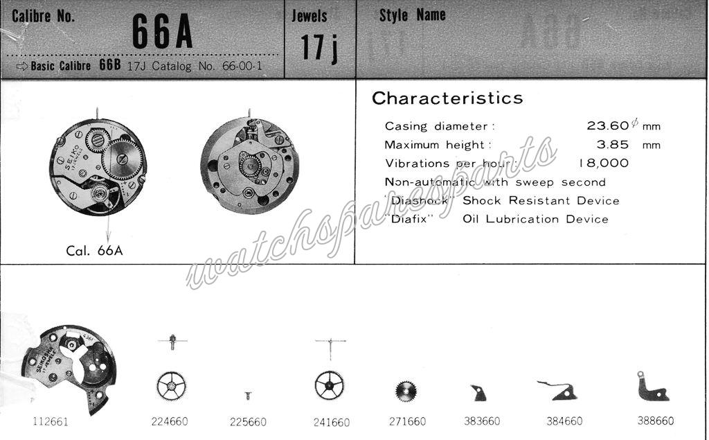 Seiko 66A Watch movements Seiko 66A Watch movements