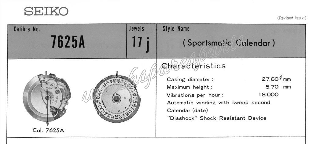 Seiko 7625A Watch movements Seiko 7625A Watch movements