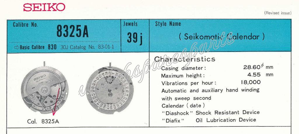 Seiko 8325A Watch movements Seiko 8325A Watch movements