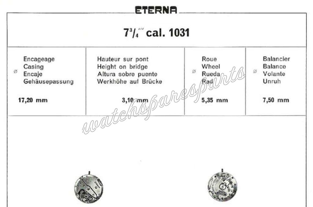 Eterna 1031 Watch movements Eterna 1031 Watch movements