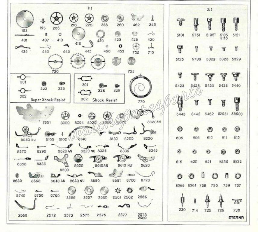 Eterna 1068 Watch Chronograph spare parts Eterna 1068 Watch Chronograph spare parts