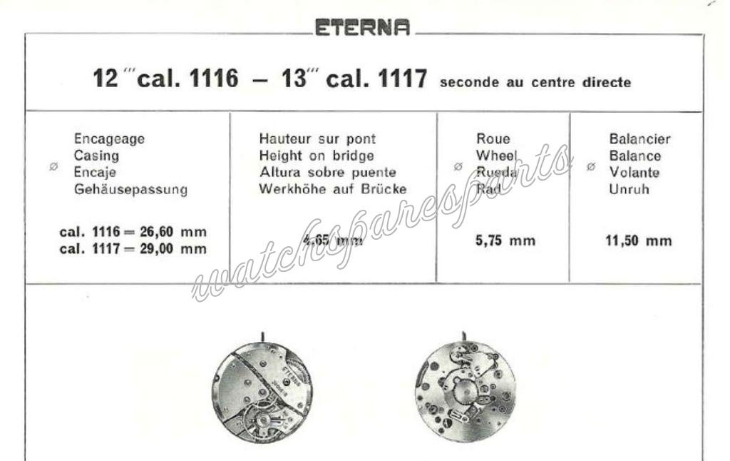 Eterna 1116 Watch movements Eterna 1116 Watch movements