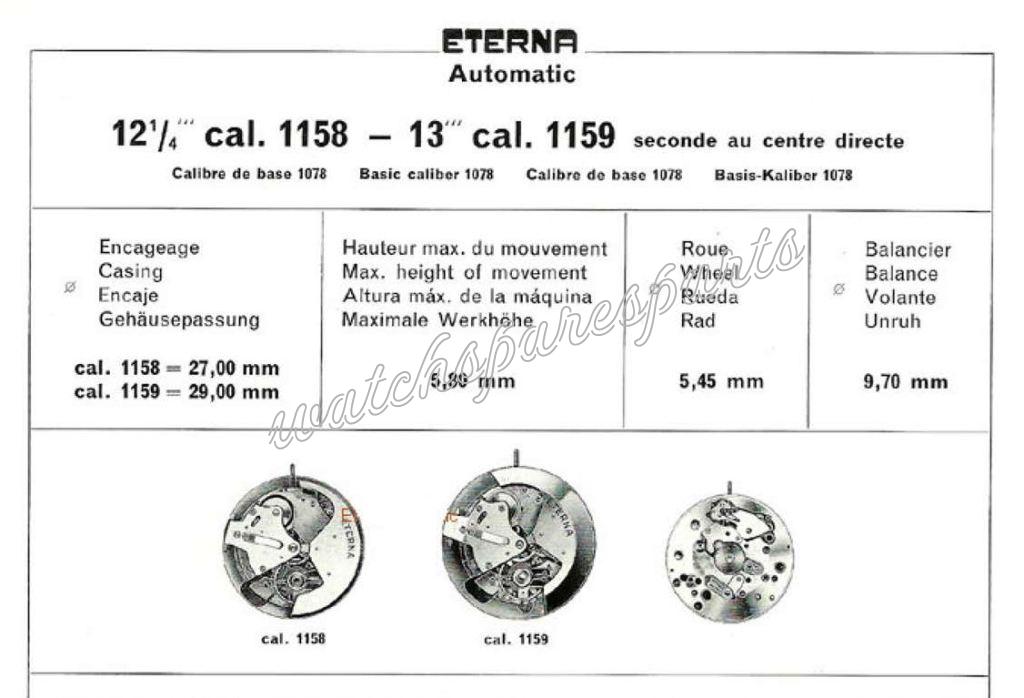 Eterna 1159 Watch movements Eterna 1159 Watch movements