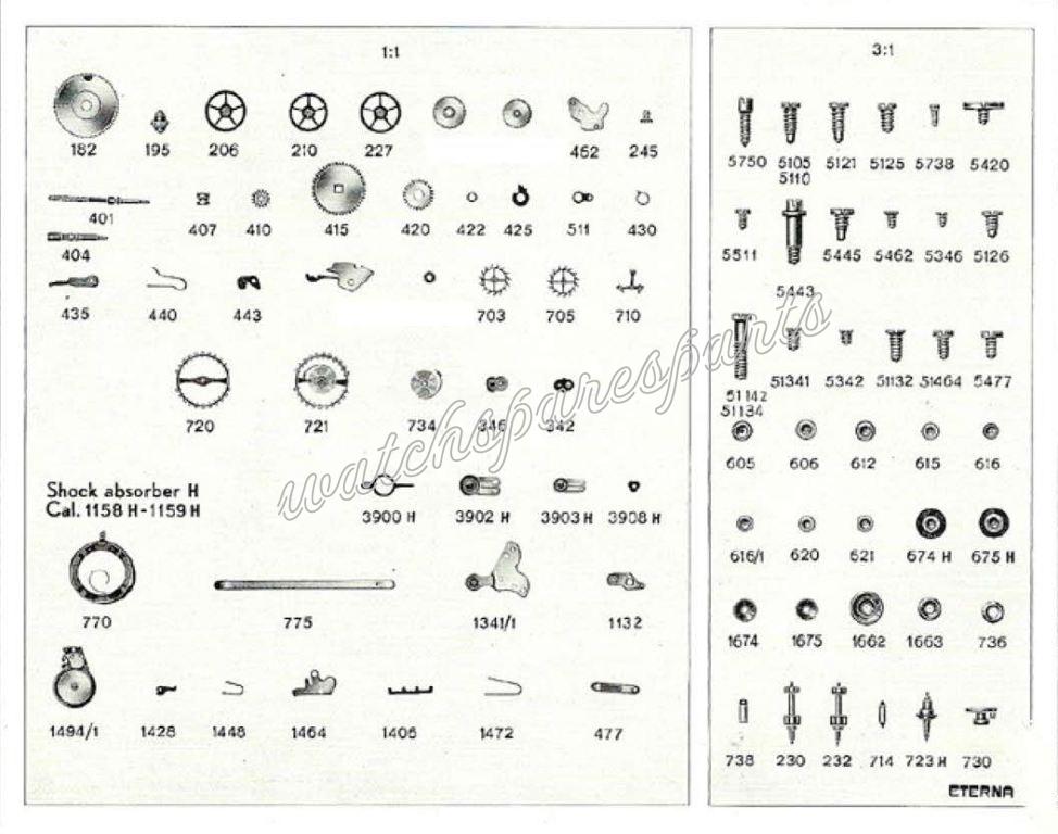 Eterna 1159 Watch spare parts Eterna 1159 Watch spare parts