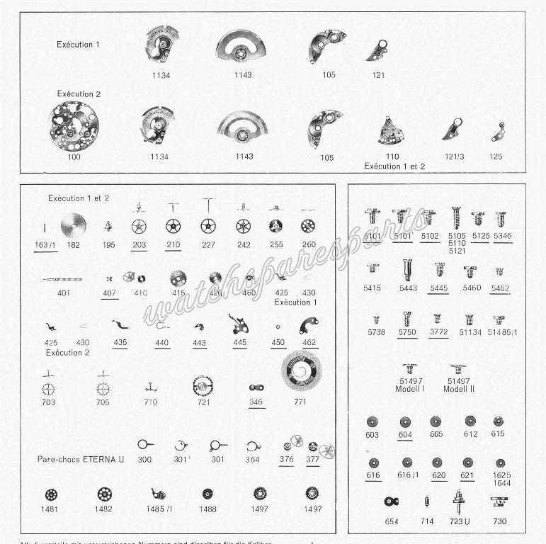 Eterna 1405 Watch spare parts Eterna 1405 Watch spare parts