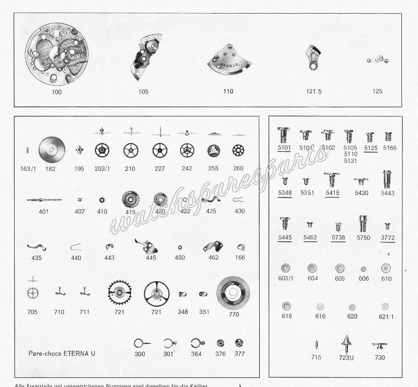 Eterna 1408 Watch spare parts Eterna 1408 Watch spare parts