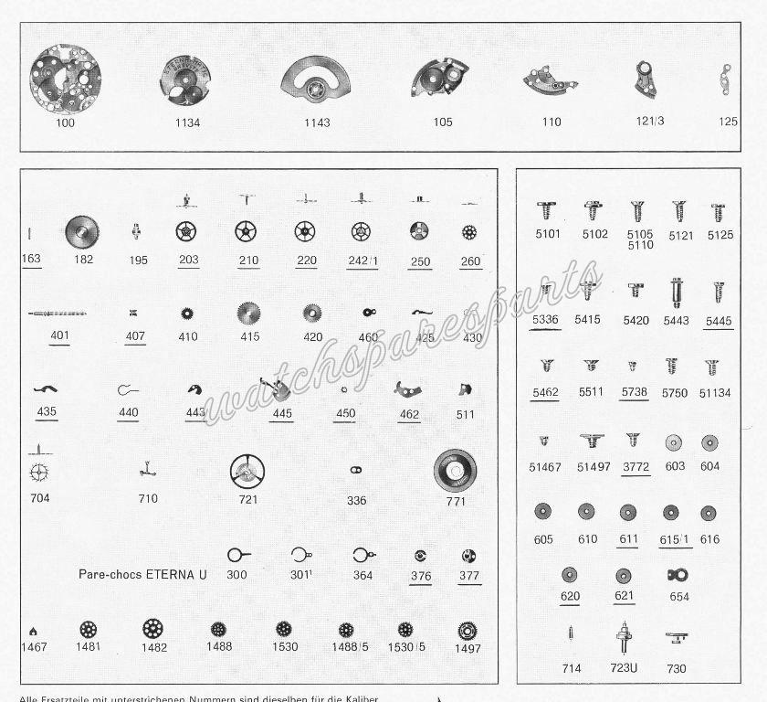 Eterna 1420 Watch spare parts Eterna 1420 Watch spare parts