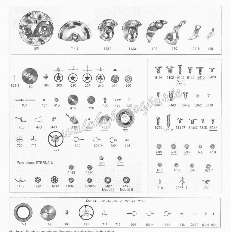 Eterna 1421 Watch spare parts Eterna 1421 Watch spare parts
