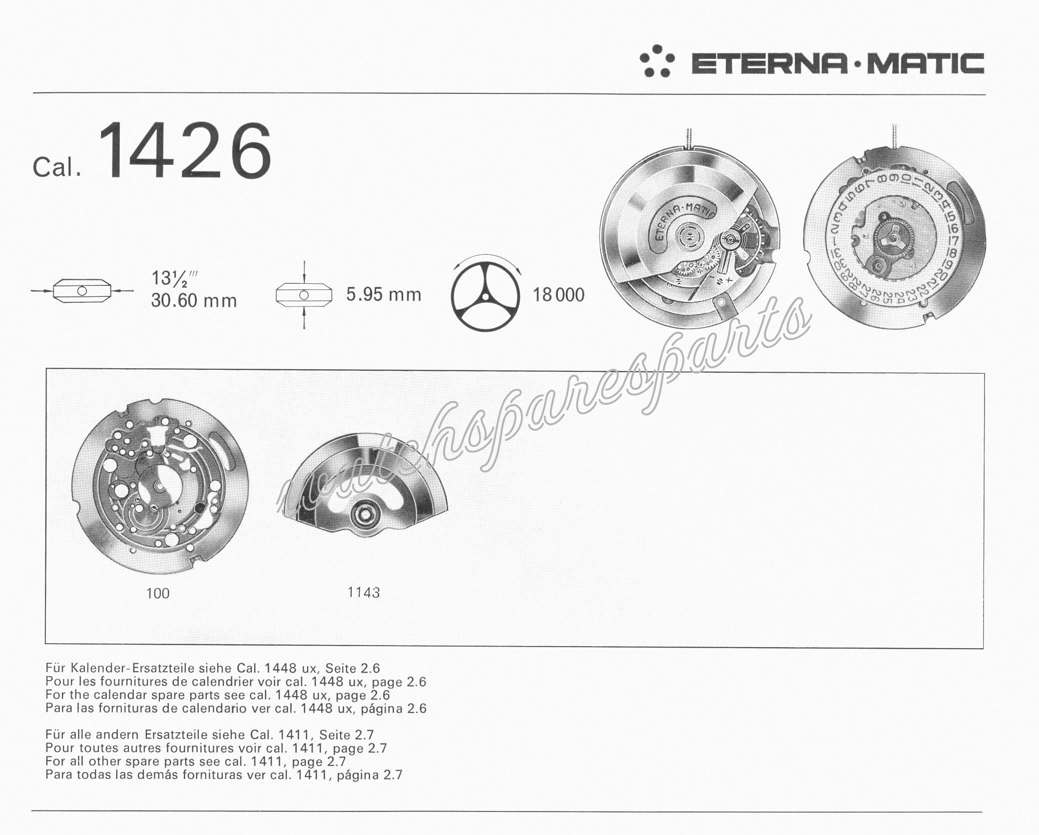 Eterna 1426 Watch movements Eterna 1426 Watch movements