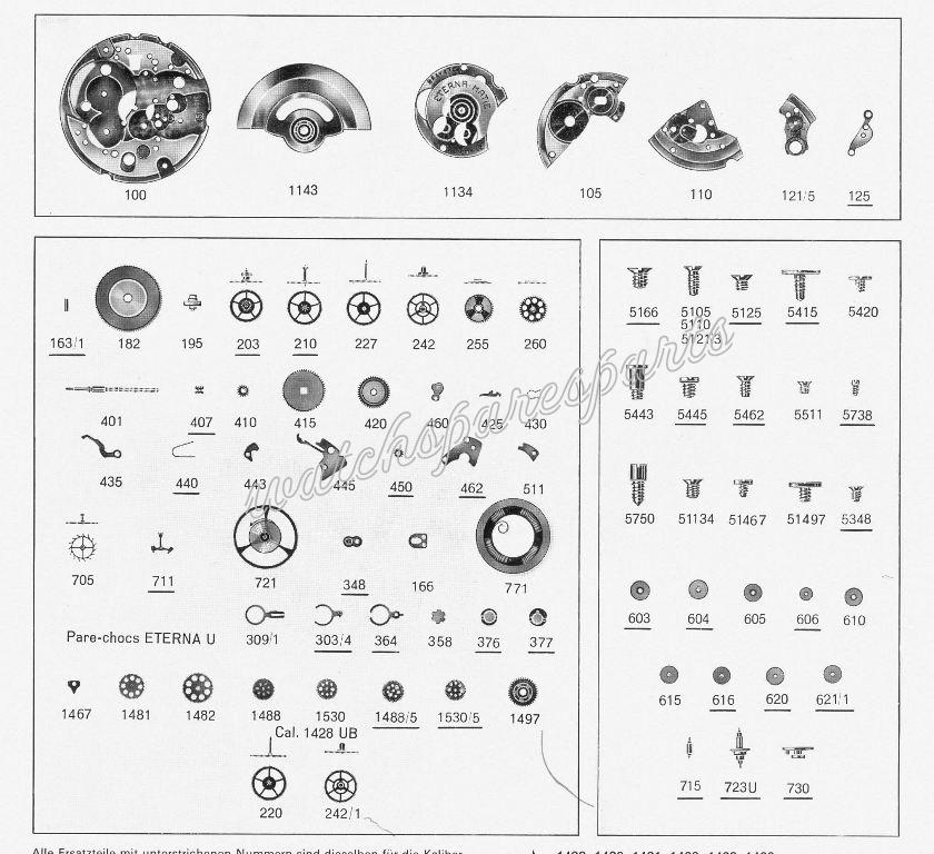 Eterna 1453 Watch spare parts Eterna 1453 Watch spare parts