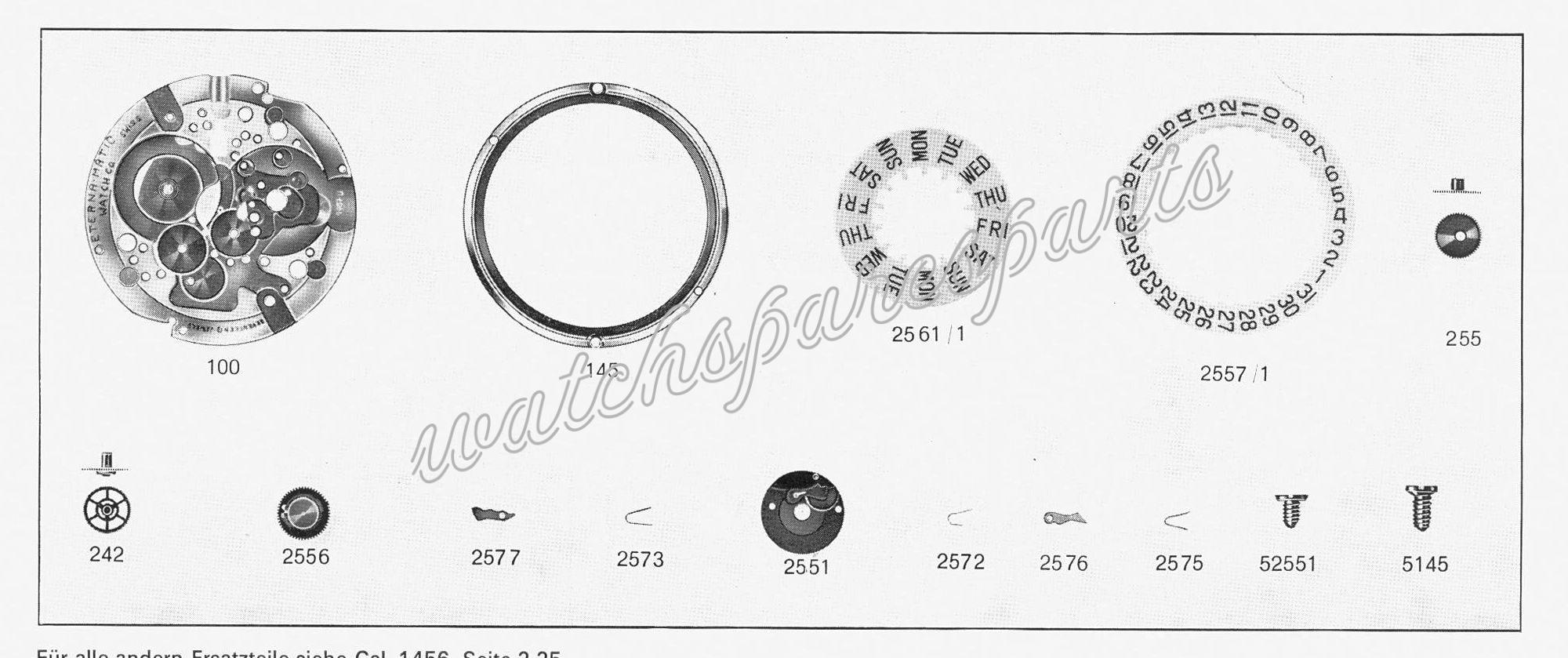 Eterna 1457 Watch Date spare parts Eterna 1457 Watch Date spare parts