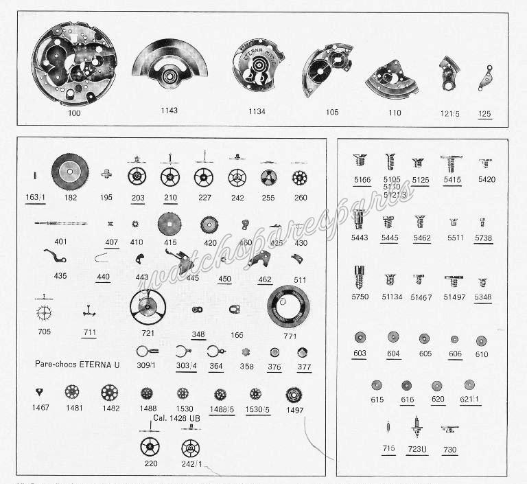 Eterna 1480 Watch spare parts Eterna 1480 Watch spare parts