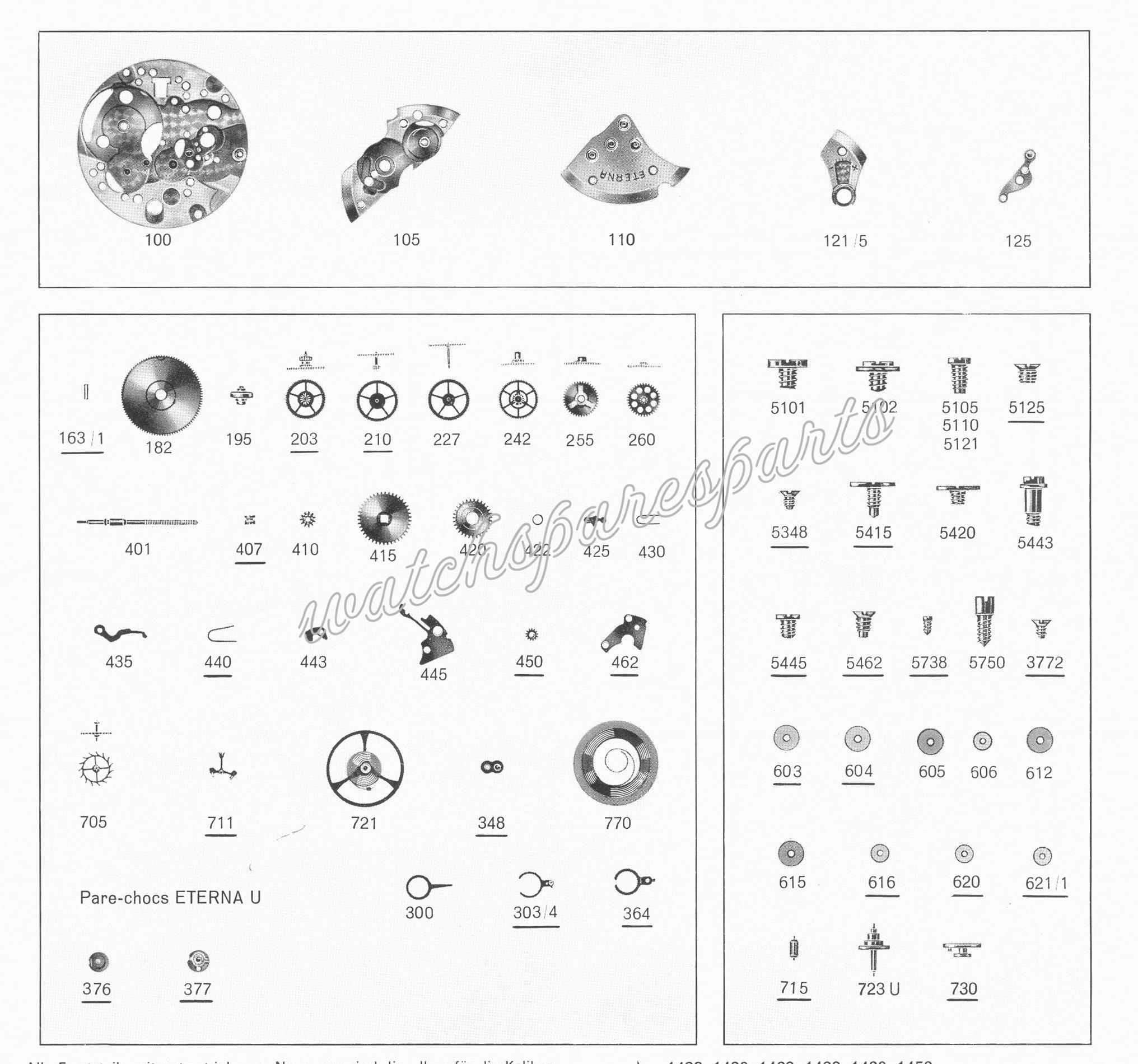 Eterna 1485 Watch spare parts Eterna 1485 Watch spare parts