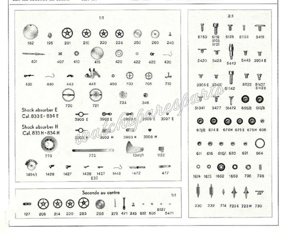 Eterna 833 Watch spare parts Eterna 833 Watch spare parts