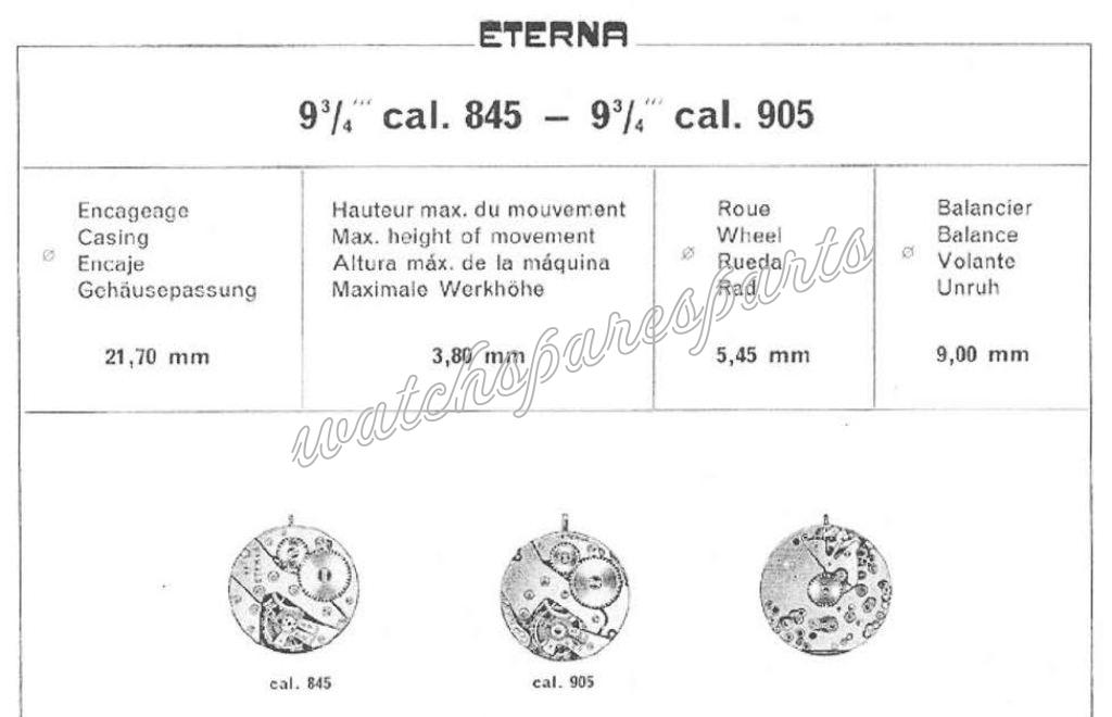 Eterna 845 Watch movements Eterna 845 Watch movements