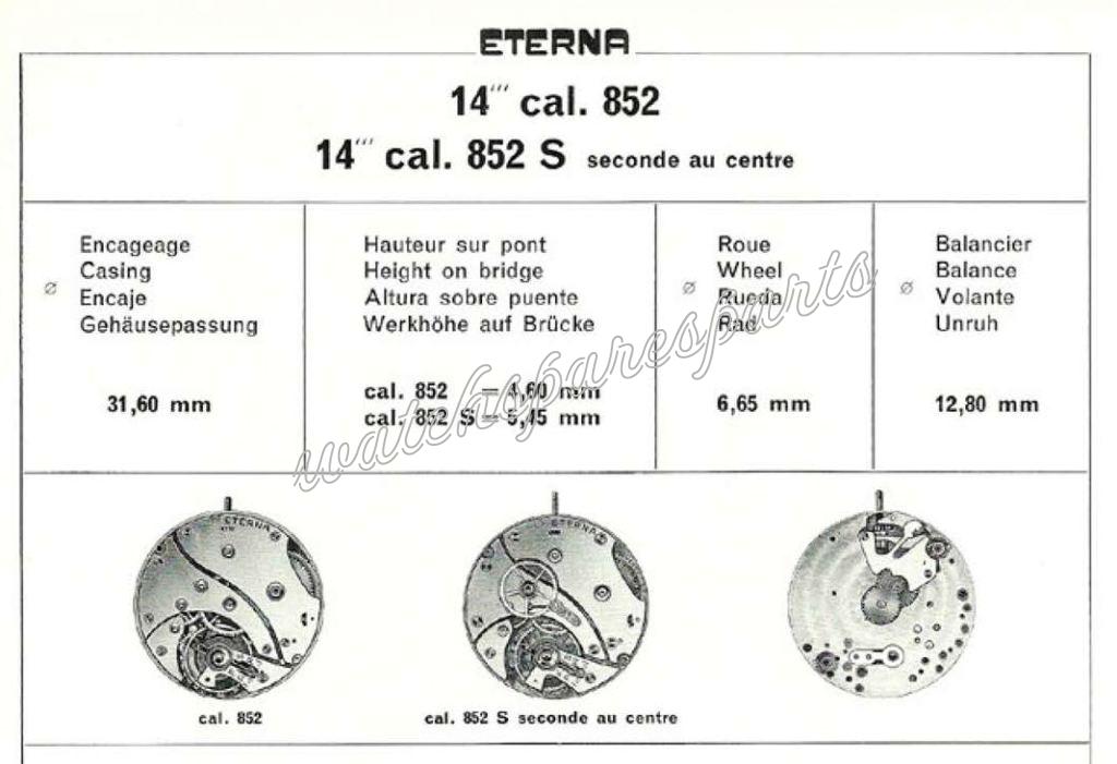 Eterna 852 Watch movements Eterna 852 Watch movements