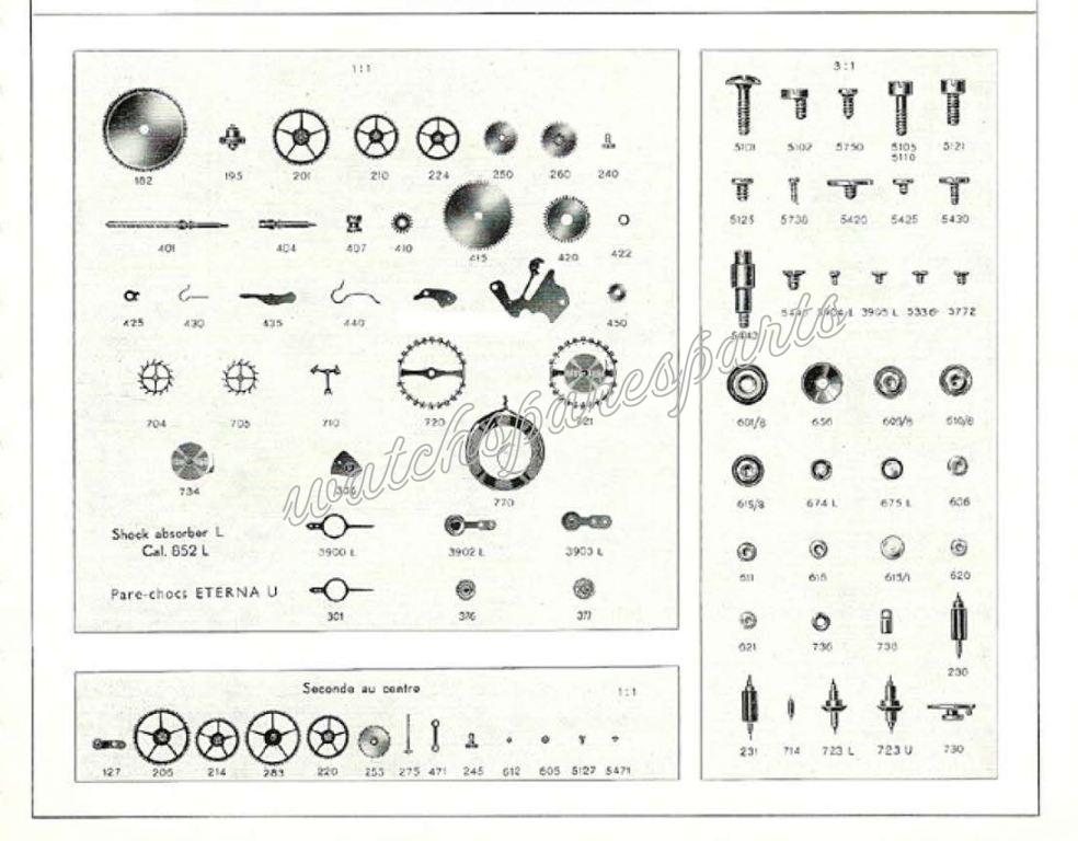 Eterna 852S Watch spare parts Eterna 852S Watch spare parts