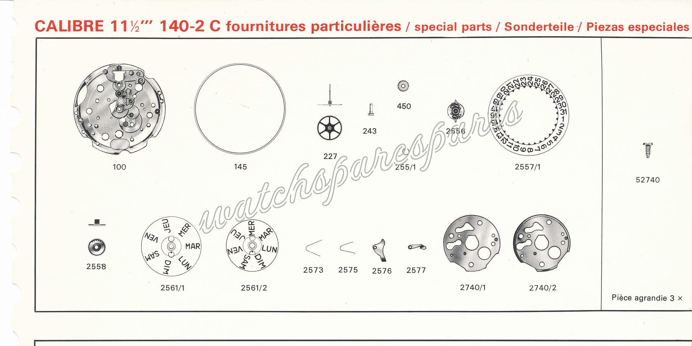 France Ebauches FE 140 2C Watch Day Date spare parts France Ebauches FE 140 2C Watch Day Date spare parts