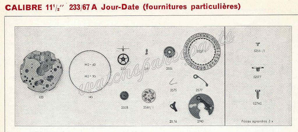 France Ebauches FE 233 67A Watch Date spare parts France Ebauches FE 233 67A Watch Date spare parts