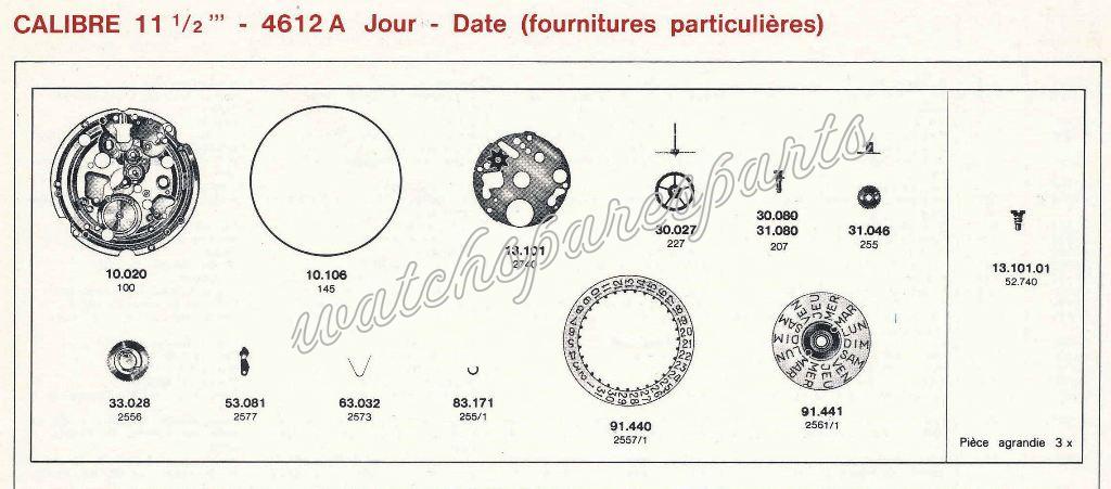 France Ebauches FE 4612 A Watch Day Date spare parts France Ebauches FE 4612 A Watch Day Date spare parts