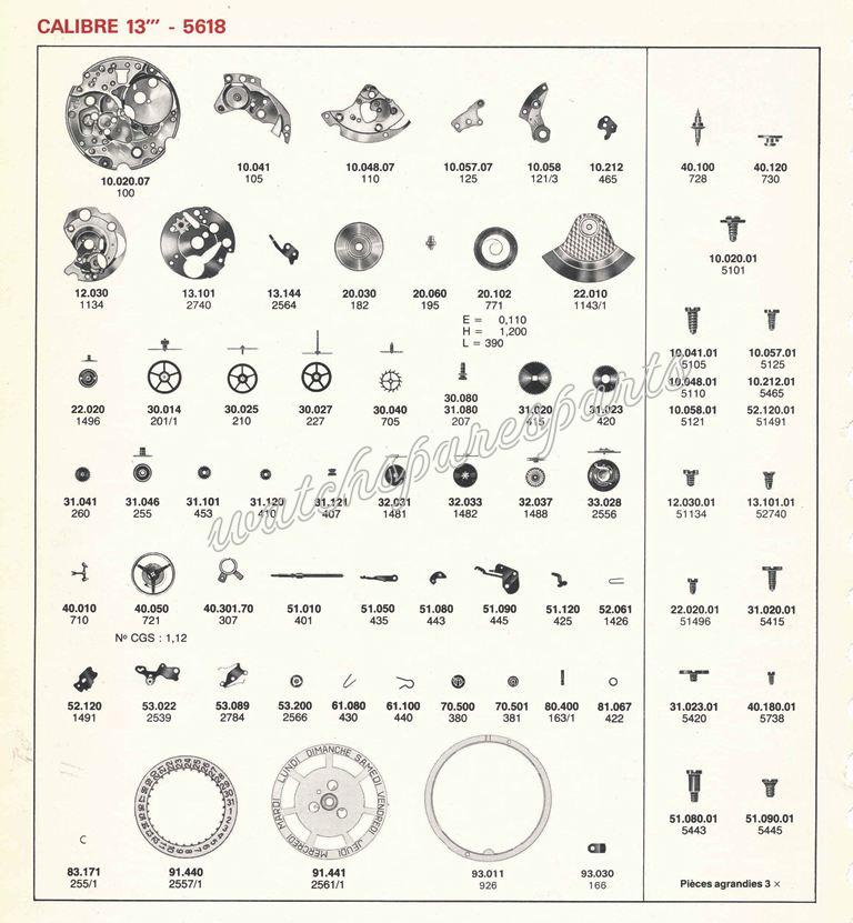 France Ebauches FE 5618 Watch spare parts France Ebauches FE 5618 Watch spare parts
