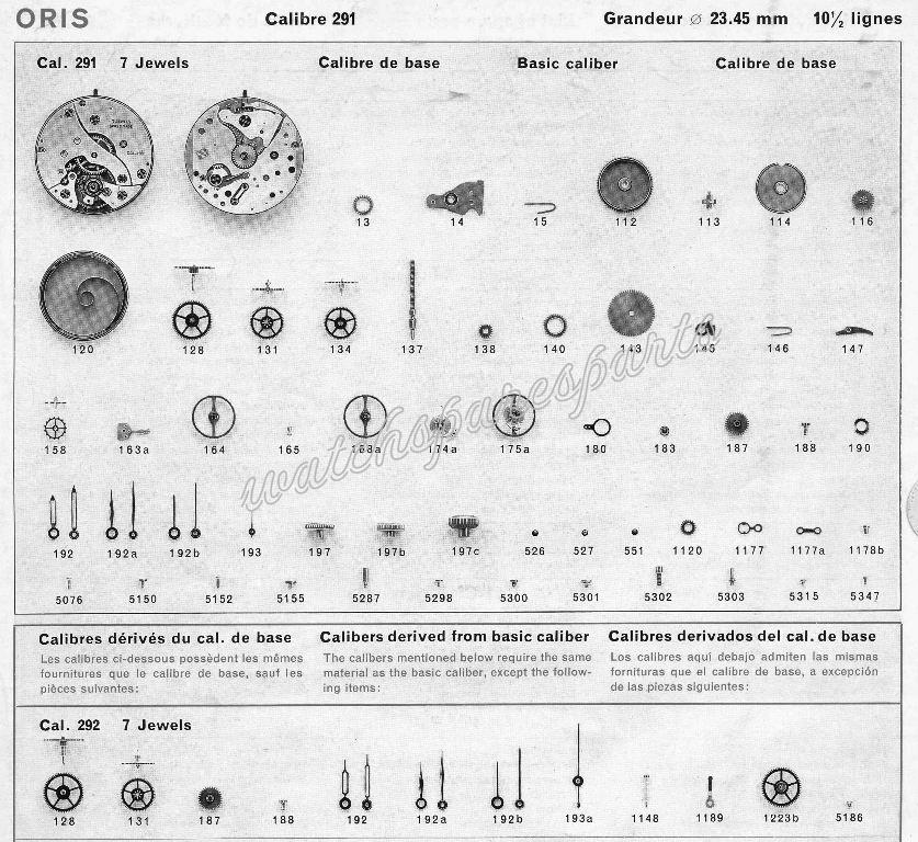 Oris 291 Watch spare parts Oris 291 Watch spare parts