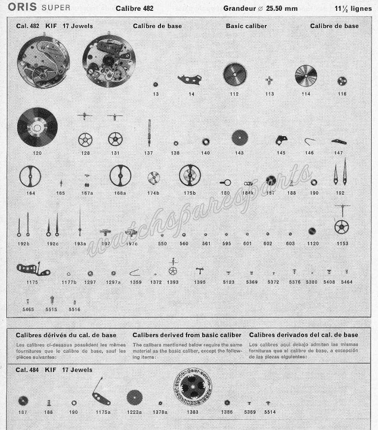 Oris 482 Watch spare parts Oris 482 Watch spare parts