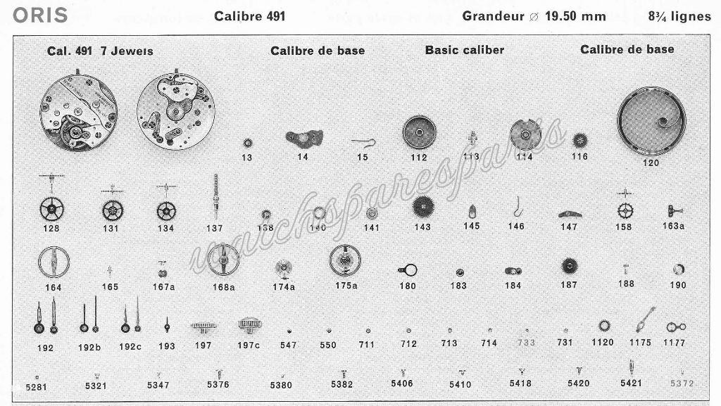 Oris 491 Watch spare parts Oris 491 Watch spare parts