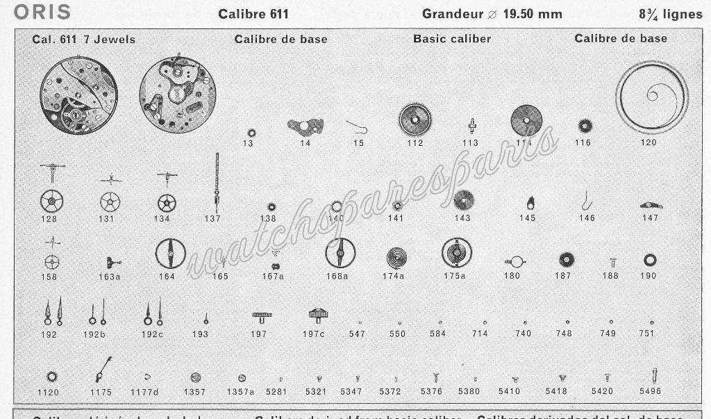 Oris 611 Watch spare parts Oris 611 Watch spare parts