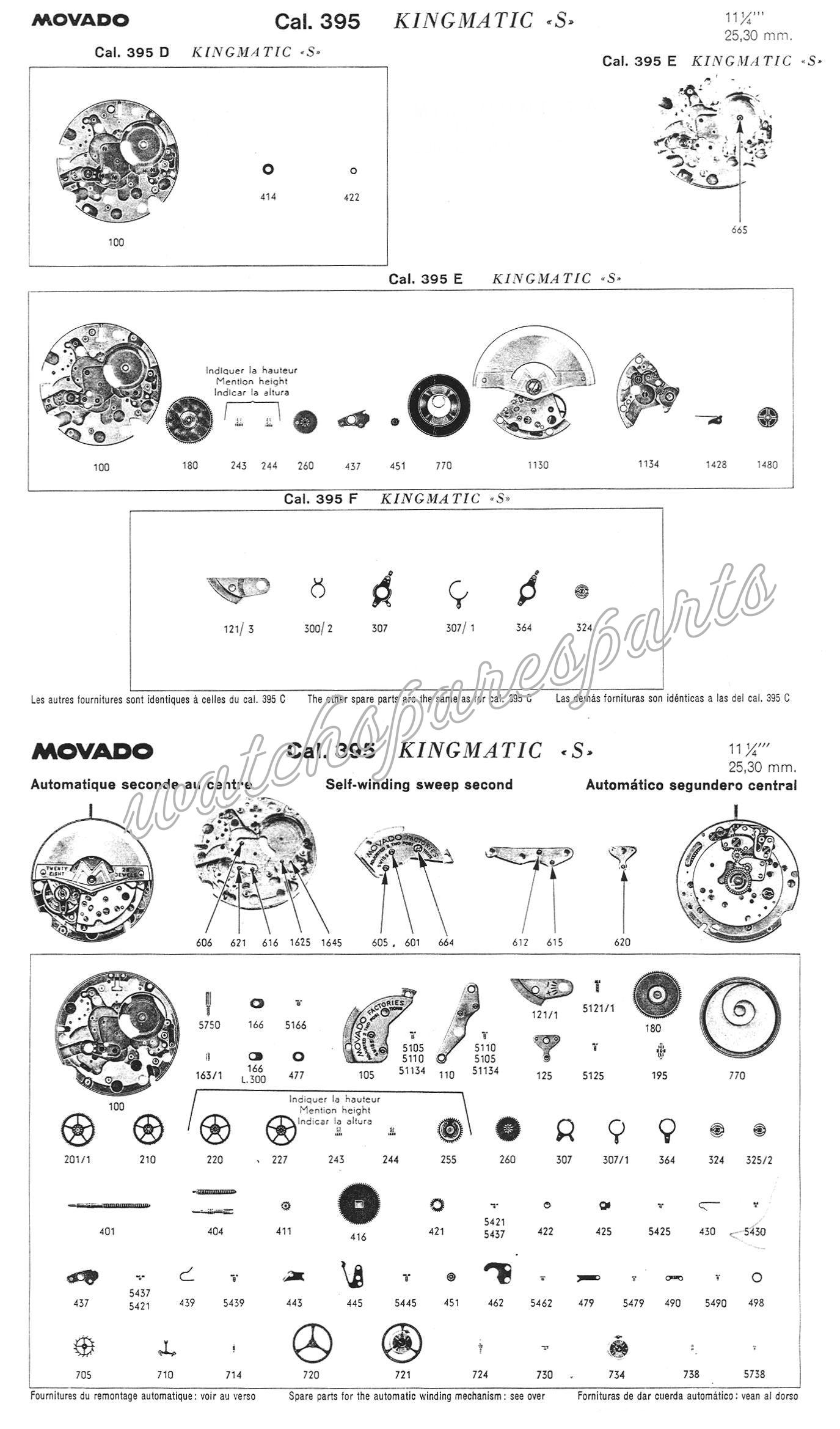 Movado Caliber 395 Watch movement spare parts Movado Caliber 395 Watch movement spare parts